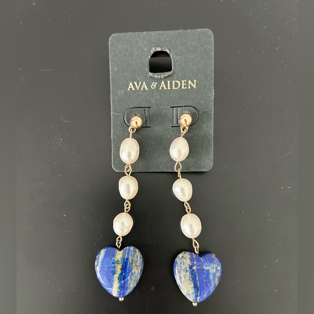 Ava & Aiden Pearl Drop Heart Earrings